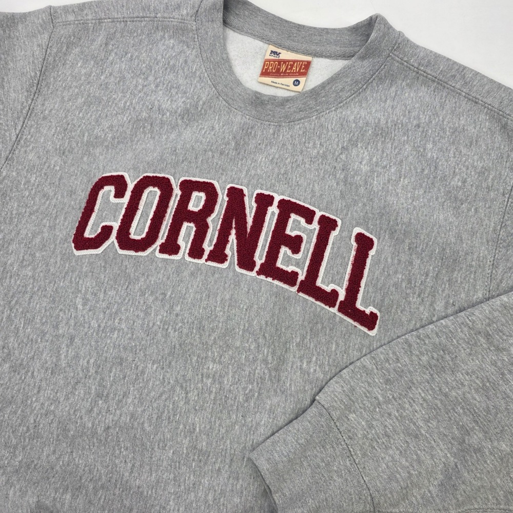VINTAGE CORNELL UNIVERSITY CREWECK UNISEX MEDIUM GRAY RED SPELLOUT MV SPORTS PRO